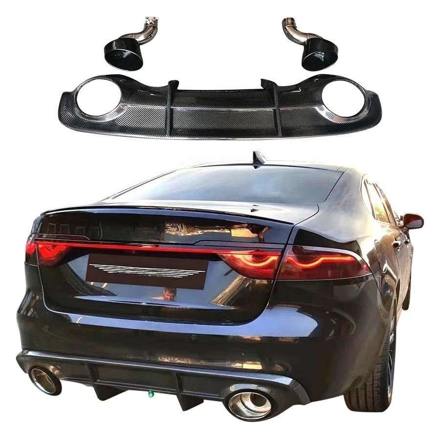 RS Style High Quality Carbon Fiber Exhaust Rear Diffuser for XF 2015-2020 Bolt-On Body Kit